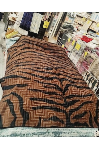 Aksu Safari Çiftkişilik Battaniye 200x240 Leopar Koyukahve Siyah Siyah
