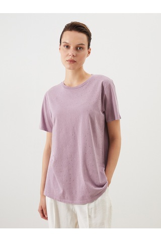 Lcw Comfort Pembe Taşlı %100 Pamuklu Kadın Tişört