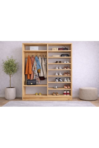 Vigor Tamamı Mdf Sürgülü Portmanto Vestiyer Ayakkabılık Çam 160 Cm
