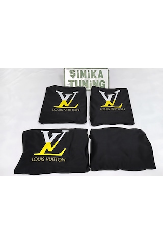 Lv Siyah Otomobil Servis Kılıfı Ön Arka Kılıf 4 Parça Takım Arka Logolu Esnek Likralı Yıkanabilir He 1 Takım