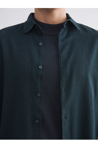 Lcw Vision Yeşil Regular Fit Uzun Kollu Gabardin Erkek Gömlek