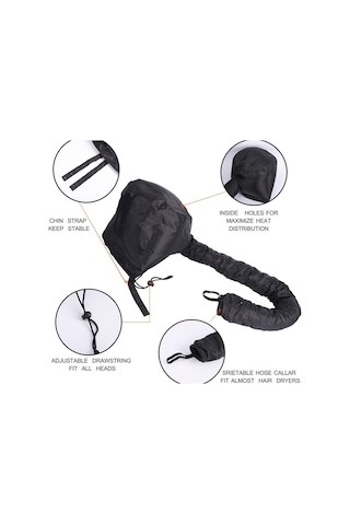 Mufunye Poliester Saç Kurutma Başlığı - 40cm Çap, Gümüş, Siyah, Pembe Renk Seçenekleri