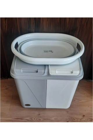 Bayev Ikili Set - Bölmeli 60 Lt Kirli Çamaşır Sepeti Ve Katlanır Çamaşır Sepeti 2'li 30 30 Diğer