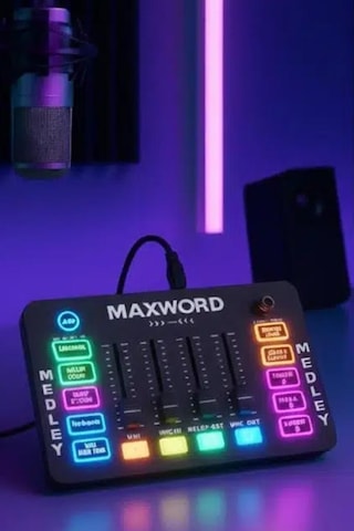 Maxword Medley Gaming Canlı Yayın Stüdyo Kayıt Rgb Ses Kartı Dj Mixer Telefon Pc Uyumlu
