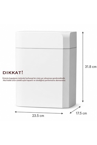 12 Litre Otomatik Hareket Sensörlü Çöp Kovası, Banyo Çöp Kovası, Çöp Kutusu Beyaz