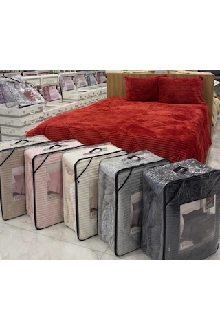Comfort Yorgan Seti Çift Kişilik Stripe Bordo Diğer