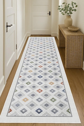 Dijital Baskılı Dekoratif Kaymaz Taban Yıkanabilir Kilim Yolluk Antre Hol Halısı Salon Halısı Çok Renkli