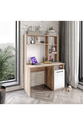 Afilli Ildır Çalışma Masası Flora Beyaz Tamamı Mdf Flora Beyaz