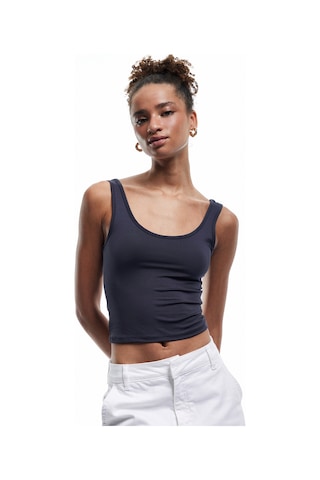 Koton U Yaka Slim Fit Kolsuz Basic Crop Bluz Lacivert 5sal30198ık Lacivert