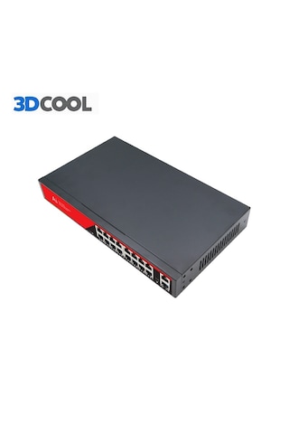 3dcool 3d-psf16 18 Port Kamera Poe Switch 16xpoe 2x Gigabit Uplink 240w 250mt