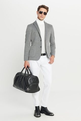 Altınyıldız Classıcs 360 Erkek Antrasıt Pamuklu Slim Fit Dar Kesim Mono Yaka Torba Cepli Çizgili Esnek Ceket Antrasit