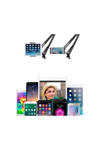 Tablet Ve Telefon Tutucu 6-11 İnç, Esnek Uzun Kollu, 360 Dönebilen, Ayarlanabilir Masa Ve Yatak Standı