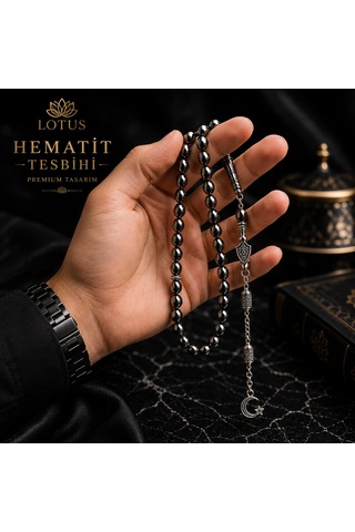 Dark Noble Ultra Premium Tesbih Kalın Taneli Hematit Erkek Tesbihi Gümüş