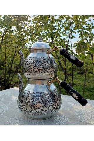 Damla Eskitme Kazılmış Bakır Çaydanlık Bakır