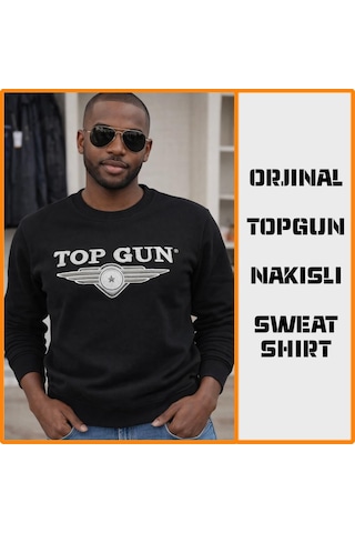 Top Gun Nakıslı Sweat Sıyah Siayh
