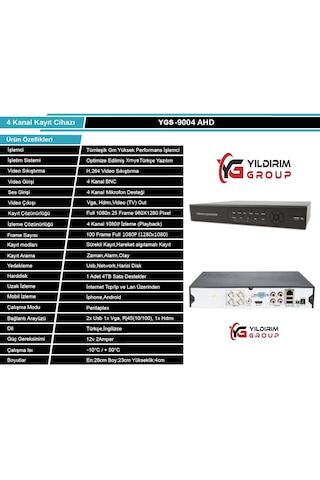 4 Kanal X Mye Yazılımlı Ahd Kayıt Cihazı 4 Kanal X Mye Yazılımlı Ahd Kayıt Cihazı
