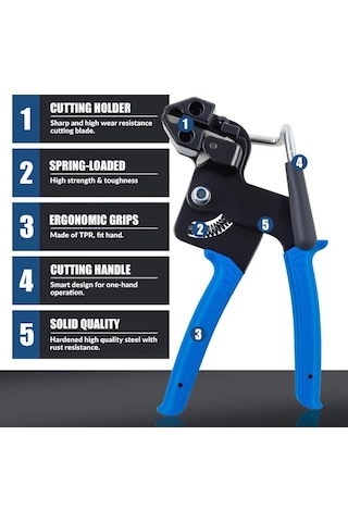 Xuweiwei 1 Adet Mavi 12mm Genişlik Metal Bağlantı Lastiği Sıkma Kesme Paslanmaz Çelik Kablolu Bağlama Pensesi