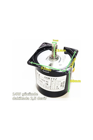 60ktyz 14w 2,5rpm Senkron Motor Döner, Kuluçka, Kızartma, Buz Makineleri İçin