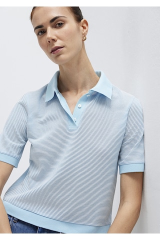Mavi - Çizgili Mavi Polo Tişört 1614310-91728