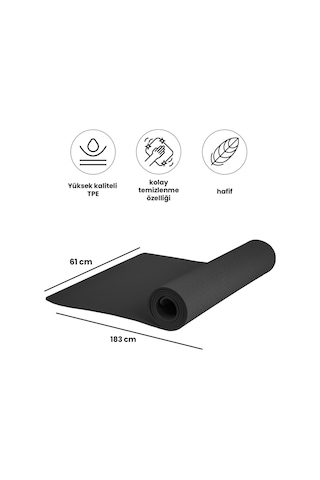 Yumuşak Ve Kaymaz Yüzeyli Yoga & Pilates Matı - 6mm Kalınlık, Hafif Ve Taşınabilir Spor Matı Siyah