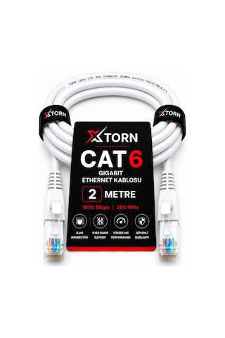 Torn Cat6 Ethernet Kablosu 2 Metre Rj45 Lan İnternet Modem Router Bilgisayar Kablosu