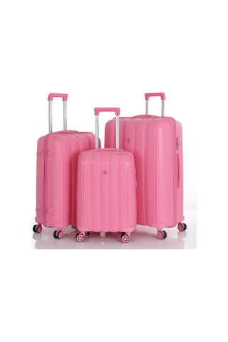 Mçs 3lü Set Kırılmaz Silikon Seyahat Valizi Bavulu V305 Pembe Pembe