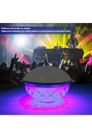 Monozone Bluetoothlu Havuz Hoparlörü Waterproof Duş Hoparlörü Led Işıklı Yüzer Disko Topu Mikrofonlu