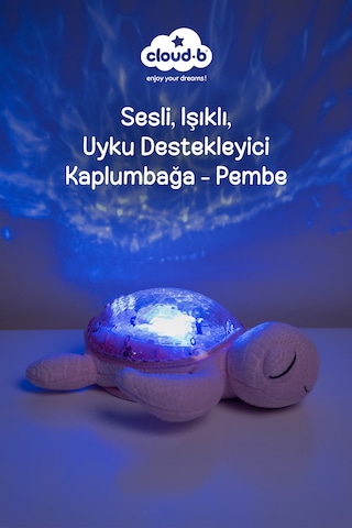 Cloud-b Ağlama Sensörlü ve Melodili Kamplumbağa Uyku Arkadaşı 28x27x10 Cm Pembe