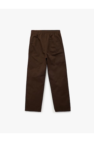 Koton Pamuklu Rahat Kalıp Beli Lastikli Cepli Gabardin Pantolon Kahverengi 6skb40117tw Kahve