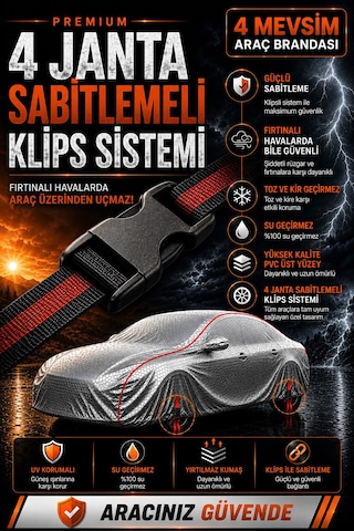 Ford Mustang 2004-2014 - 4 Mevsim Klipsli Araba Brandası - Oto Çadır Örtü