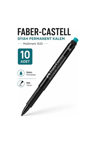 Faber-castell Multimark 1525 Siyah Permanent Kalem 10'lu Paket
