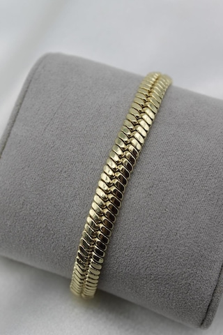 Vıp Çelik 14k Altın Kaplama İtalyan Zincir Model Bileklik - 20 Cm Unisex