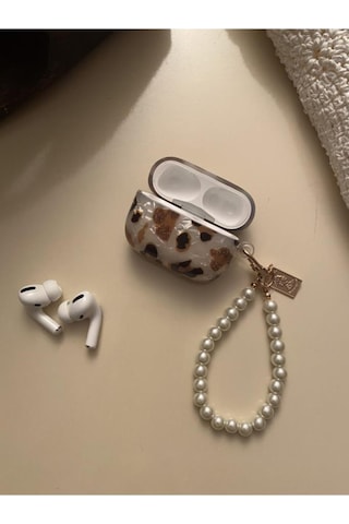 Apple Uyumlu Airpods Pro Kılıf Kulaklık Kılıfı Leopar Desenli Kopçalı Korumalı Kılıf Diğer