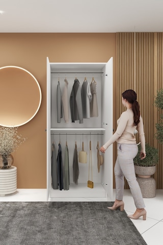 2 Kapaklı 2 Askılı Mega Elbise Dolabı Beyaz İmb062 Beyaz
