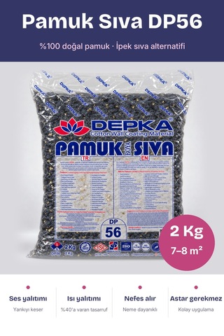 Depka Pamuk Sıva Dp56 2 Kg 7-8 M² İpek Sıva Alternatifi Isı Ve Ses Yalıtımlı Dekoratif Sıva