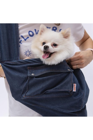 Pawstar Mavi Denim Crossbody Küçük Irk Köpek Çapraz Taşıma Çantası