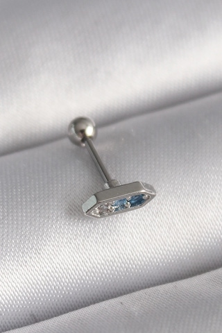 Mey Najmaddin 316l Çelik Gümüş Renk Mavi Zirkon Taşlı Tragus Piercing Najmaddin Çok Renkli