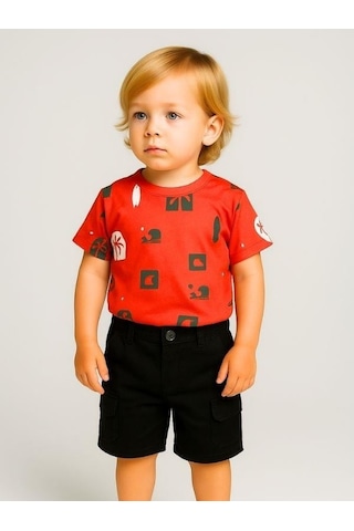 Jack Lions Erkek Bebek Pamuklu Desenli T-shirt-15626 Turuncu
