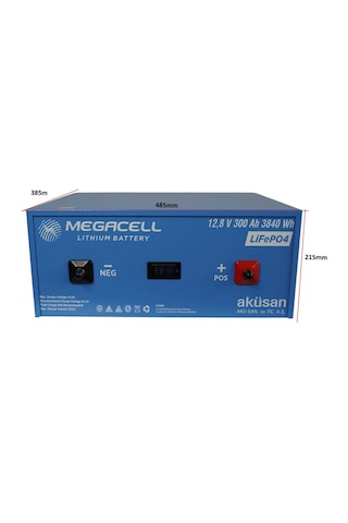Megacell 12.8v 300ah Lifepo4 Lityum Demir Fosfat Akü Bluetoothlu