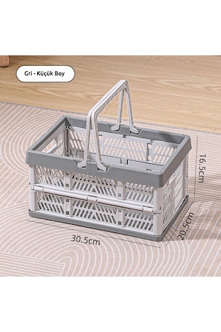 Snapbuy Katlanır Sepet, Alışveriş, Piknik, Market, Taşıma, Depolama Ve Kamp İçin Uygundur Küçük Boy Gri