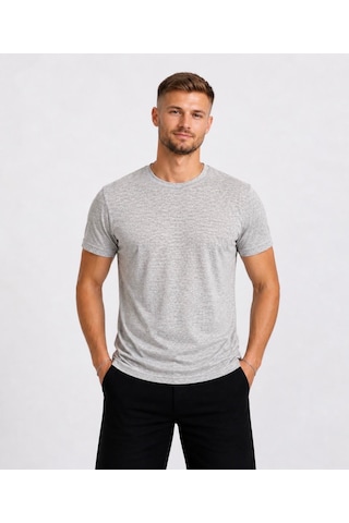 Axxel Erkek Kahve Melanj Kısa Kollu Pamuk T-shirt-d405 Kahverengi Melanj