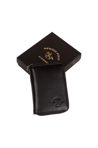 Newish Polo Erkek Hakiki Deri Cüzdan Ve Kartlık - New063 - Siyah Siyah
