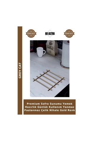 Premium Sofra Sunumu Yemek Hazırlık Günlük Kullanım Yanmaz Paslanmaz Çelik Nihale Gold Renk Çok Renkli