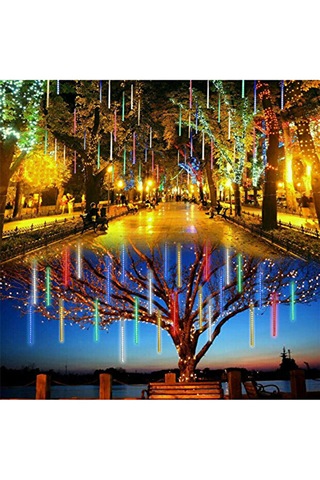Yağan Meteor Yağmur Led 50 Cm 8 Tüp Iç Ve Dış Mekan Aydınlatma Dekor Süsleme Işık Renkli