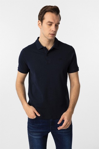 Süvari Lacivert Slim Fit Düz Polo Yaka Tişört