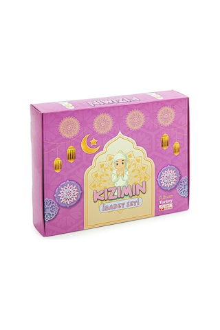 Kızımın İbadet Seti Namaz Ve Kuran Öğreniyorum Çocuk Seccade Seti Pembe