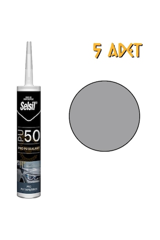 Selsil Poliüretan Mastik Yapıştırıcı Pu50 Gri 280 Ml. - 5 Adet