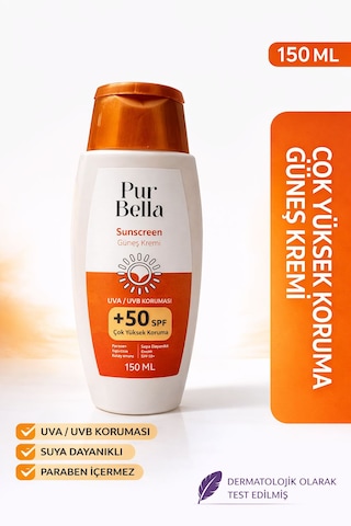 Pur Bella Sun Spf 50+ Güneş Koruyucu Krem 150 Ml Uva Uvb Pa++++ Yüksek Koruma
