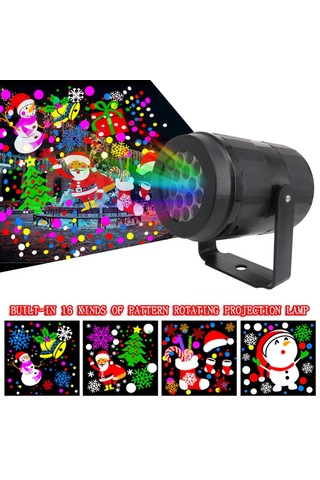 16 Desenli 4w Led Kar Tanesi Noel Dekorasyonu Projektör Işığı, Spec: Uk Plug Diğer