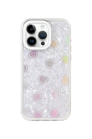 Storeşahin Apple Uyumlu iPhone 14 Lumi Desenli Kapak - Beyaz Shn0720